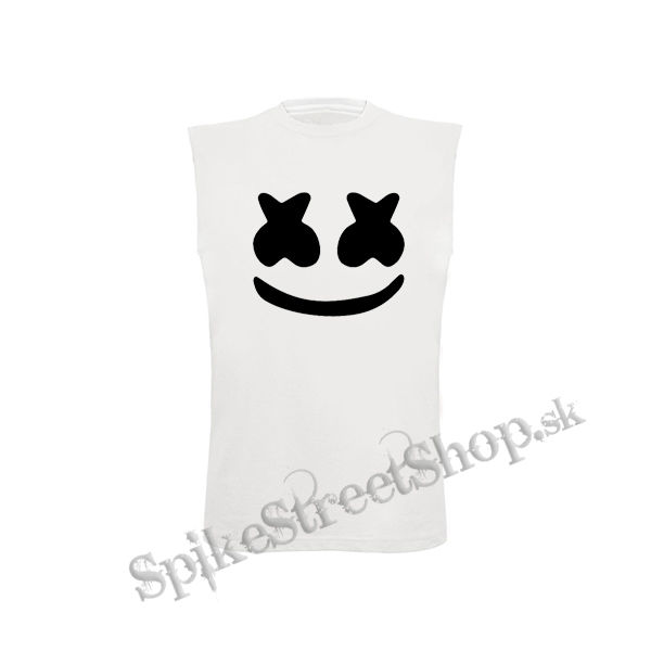 MARSHMELLO - BW Smile - biele pánske tričko bez rukávov