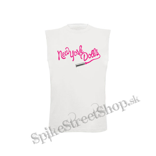 NEW YORK DOLLS - Logo - biele pánske tričko bez rukávov