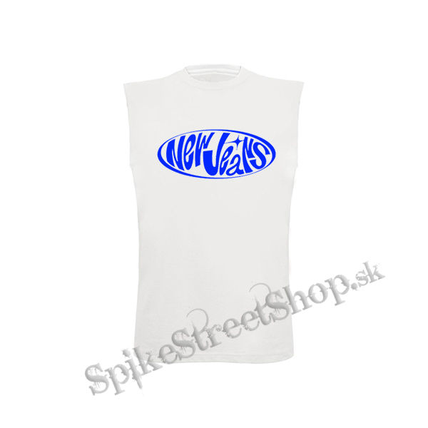 NEWJEANS - Blue Logo - biele pánske tričko bez rukávov