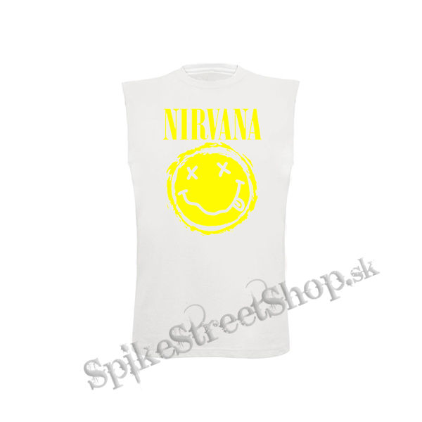 NIRVANA - Grunge Smile - biele pánske tričko bez rukávov