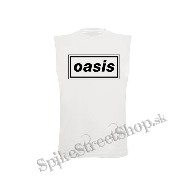 OASIS - Logo - biele pánske tričko bez rukávov