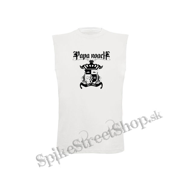 PAPA ROACH - Logo Crest - biele pánske tričko bez rukávov