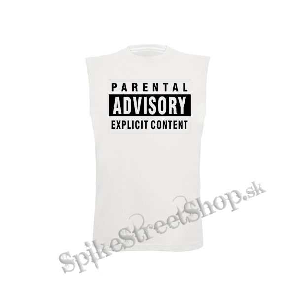 PARENTAL ADVISORY EXPLICIT CONTENT - Logo - biele pánske tričko bez rukávov