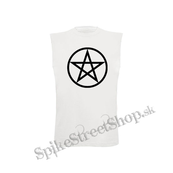 PENTAGRAM - Kladný - biele pánske tričko bez rukávov
