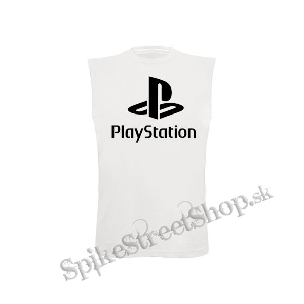 PLAYSTATION - Logo - biele pánske tričko bez rukávov