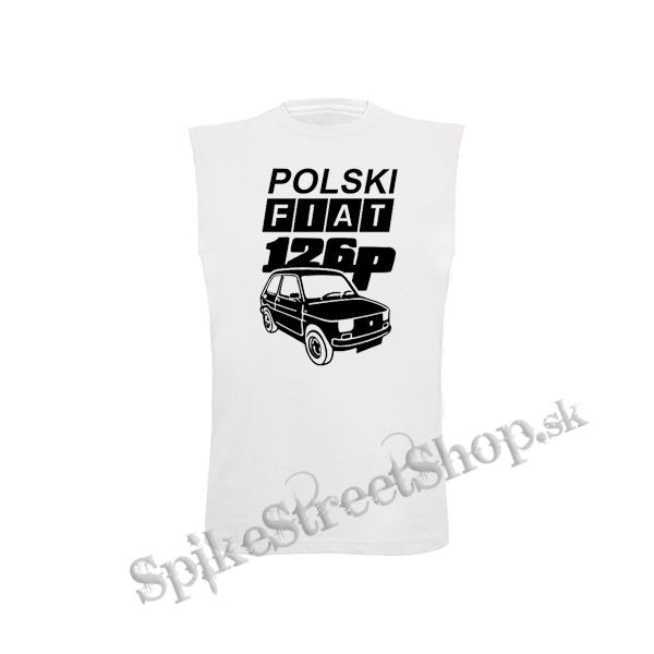POLSKI FIAT 126p - biele pánske tričko bez rukávov