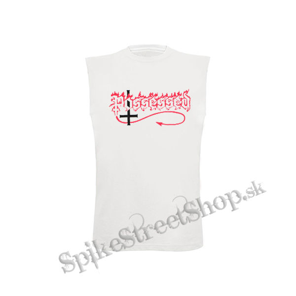 POSSESSED - Logo Red White - biele pánske tričko bez rukávov
