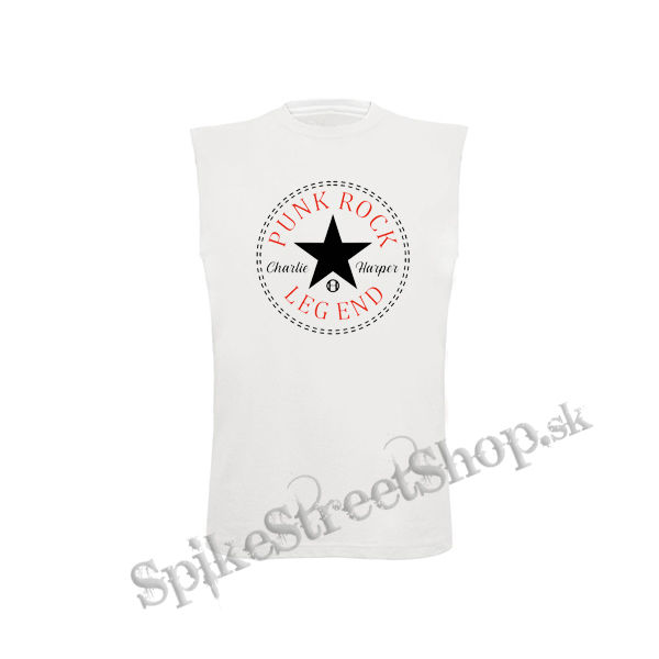 PUNK ROCK LEGEND - Charlie Harper Red - biele pánske tričko bez rukávov
