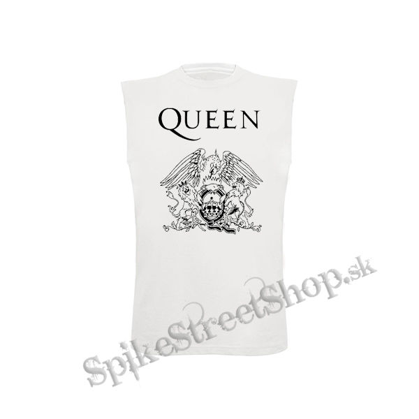 QUEEN - Logo - biele pánske tričko bez rukávov