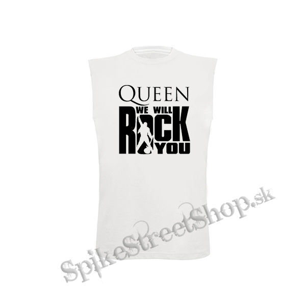 QUEEN - We Will Rock You - biele pánske tričko bez rukávov