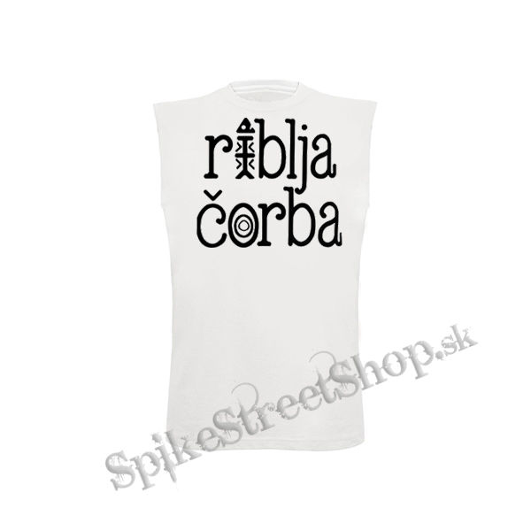 RIBLJA ČORBA - Logo Black - biele pánske tričko bez rukávov
