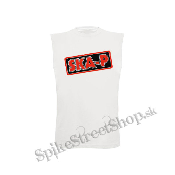 SKA-P - Logo Red Black - biele pánske tričko bez rukávov