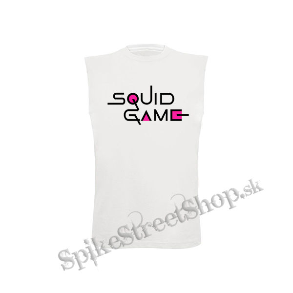 SQUID GAME - Logo Colour Pink - biele pánske tričko bez rukávov