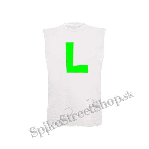 SUPER MARIO - Green Luigi Logo - biele pánske tričko bez rukávov