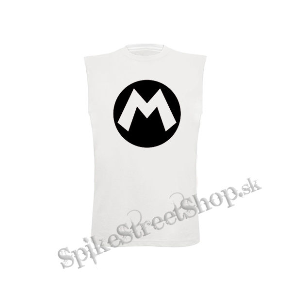 SUPER MARIO - Logo Crest - biele pánske tričko bez rukávov
