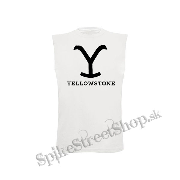 YELLOWSTONE - Logo - biele pánske tričko bez rukávov