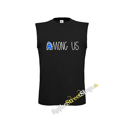 AMONG US - Blue White Logo - čierne detské tričko bez rukávov