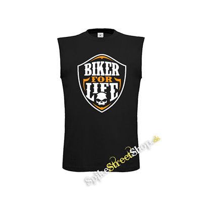 BIKER FOR LIFE - Skull Logo Crest - čierne detské tričko bez rukávov