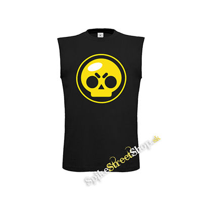 BRAWL STARS - Yellow Skull - čierne detské tričko bez rukávov