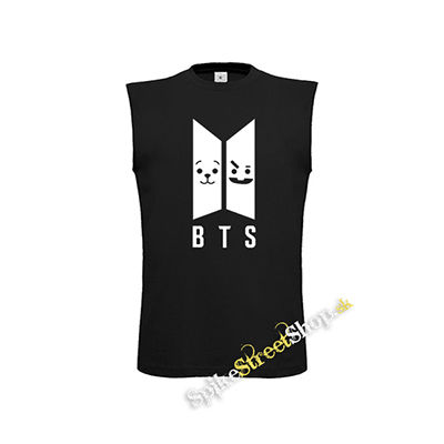 BTS - Emoji BT21 Logo - čierne detské tričko bez rukávov