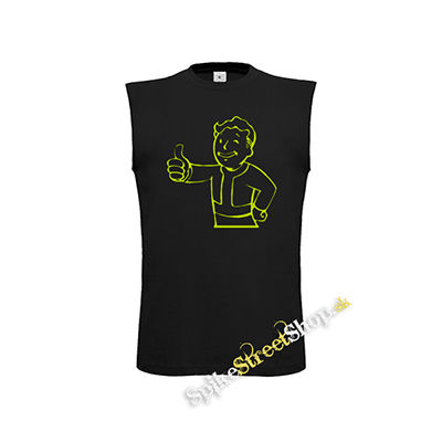 FALLOUT - Vault Boy Green Neon - čierne detské tričko bez rukávov
