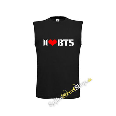 I LOVE BTS - Logo - čierne detské tričko bez rukávov