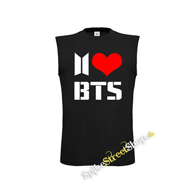 I LOVE BTS - čierne detské tričko bez rukávov