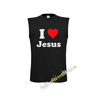 I LOVE JESUS - čierne detské tričko bez rukávov