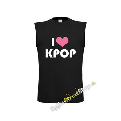 I LOVE K-POP - čierne detské tričko bez rukávov