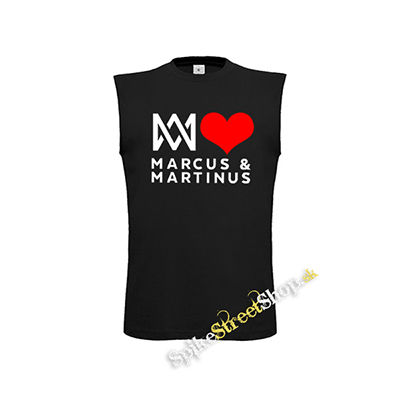 I LOVE MARCUS & MARTINUS - Motive 1 - čierne detské tričko bez rukávov
