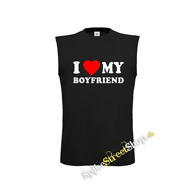 I LOVE MY BOYFRIEND - čierne detské tričko bez rukávov