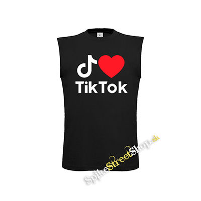 I LOVE TIK TOK - čierne detské tričko bez rukávov