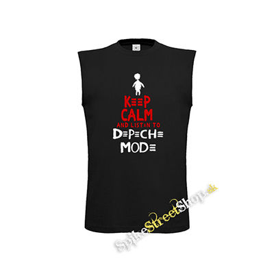 KEEP CALM AND LISTEN TO DEPECHE MODE - čierne detské tričko bez rukávov