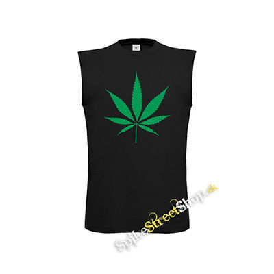MARIHUANA - Green Leaf - čierne detské tričko bez rukávov