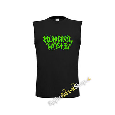 MUNICIPAL WASTE - Logo Green - čierne detské tričko bez rukávov