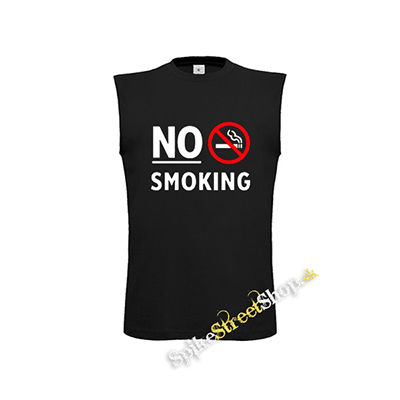 NO SMOKING - Slogan - čierne detské tričko bez rukávov