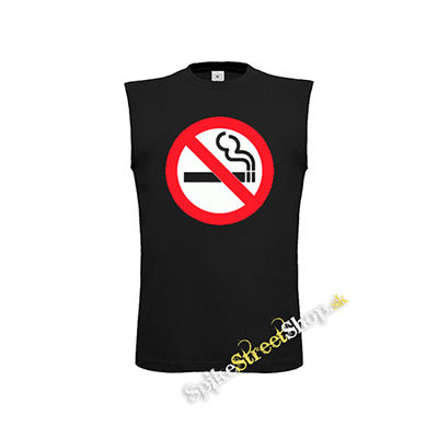 NO SMOKING - čierne detské tričko bez rukávov