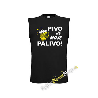 PIVO JE MOJE PALIVO - čierne detské tričko bez rukávov
