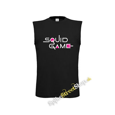 SQUID GAME - Logo Colour Pink - čierne detské tričko bez rukávov