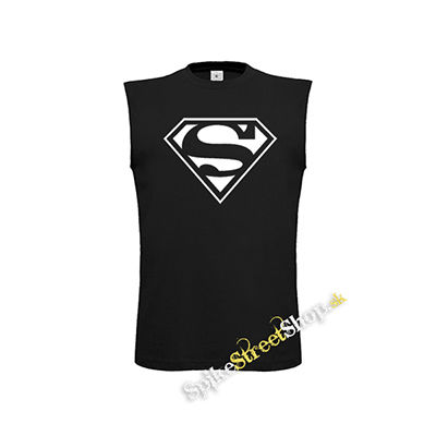 SUPERMAN - Logo - čierne detské tričko bez rukávov