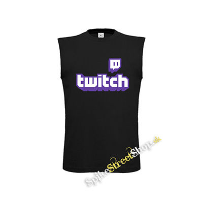 TWITCH - Purple Logo Sign - čierne detské tričko bez rukávov