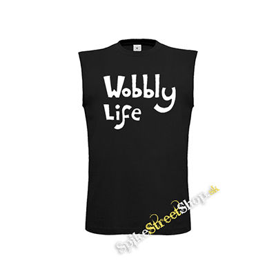 WOBBLY LIFE - Logo White - čierne detské tričko bez rukávov