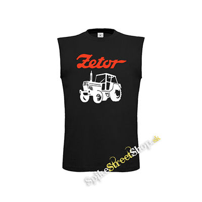 ZETOR - Červené logo a traktor - čierne detské tričko bez rukávov