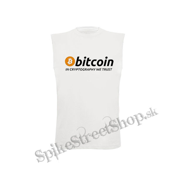 BITCOIN - In Cryptography We Trust - biele detské tričko bez rukávov