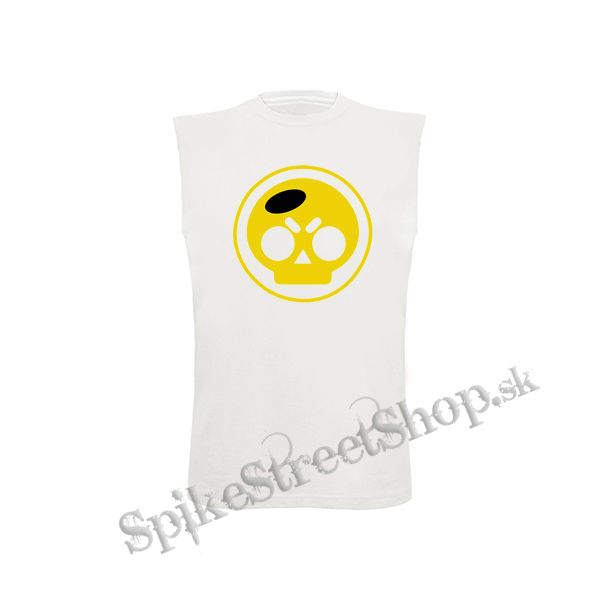 BRAWL STARS - Yellow Skull - biele detské tričko bez rukávov
