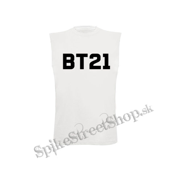 BT21 - Logo - biele detské tričko bez rukávov