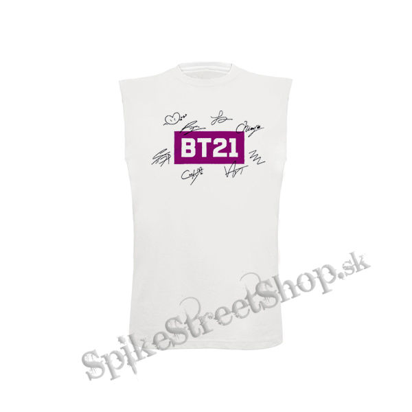 BT21 - Logo Signature - biele detské tričko bez rukávov