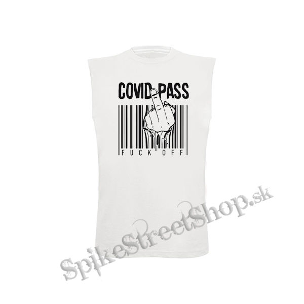 COVID PASS - biele detské tričko bez rukávov