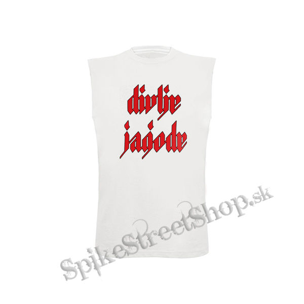 DIVLJE JAGODE - Logo Red Black - biele detské tričko bez rukávov