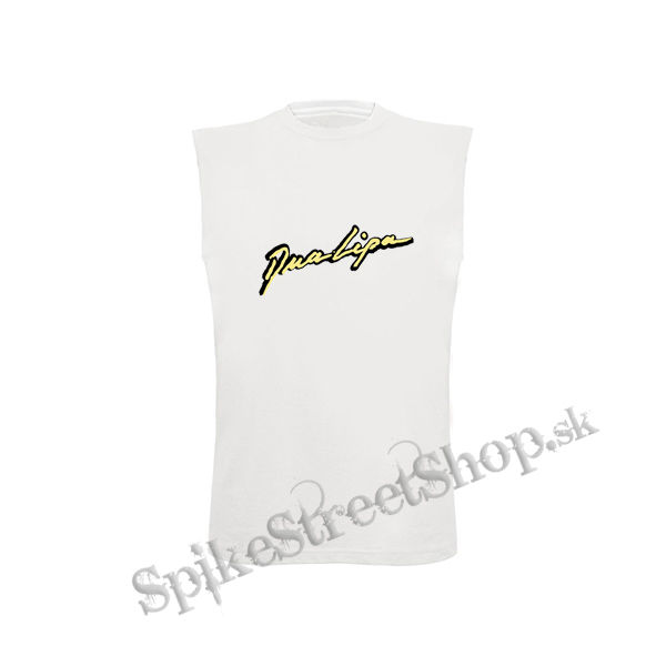 DUA LIPA - Yellow Logo - biele detské tričko bez rukávov